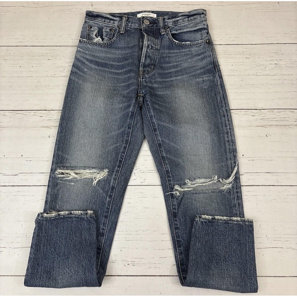 Moussy Vintage Jeans 25 Aberdeen Medium Wash High Rise Distressed